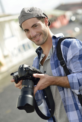 Photo reporter on a shooting day