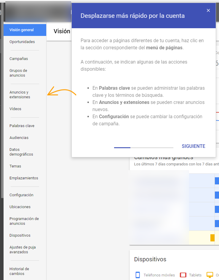 Cambios panel Adwords Beta