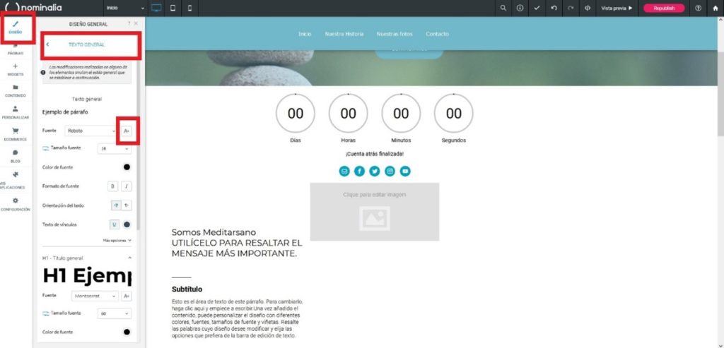 Secció de Simply Site per pujar tipografies pròpies