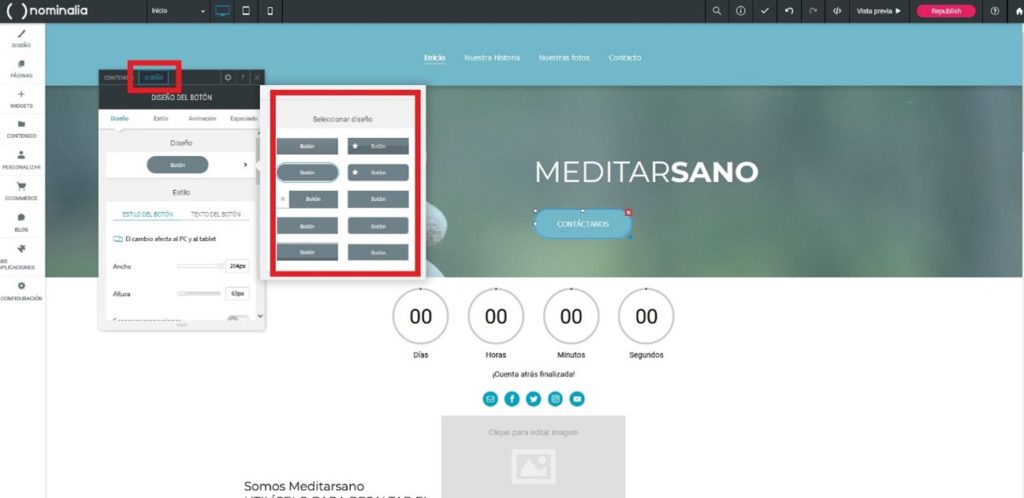 Com escollir la forma dels botons de la nostra web a Simply Site