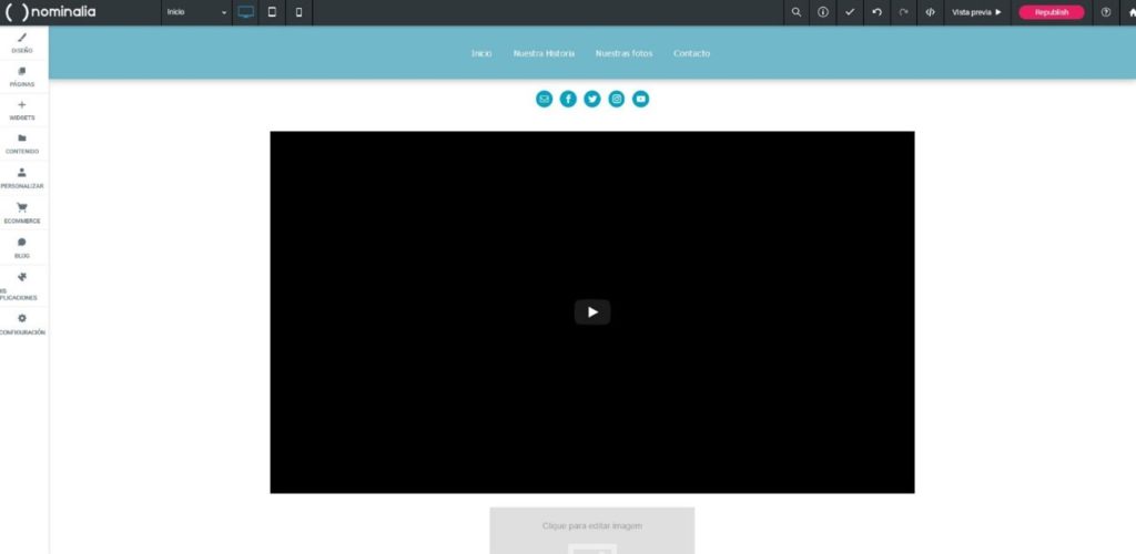 Resultat d'afegir un vídeo amb el giny de vídeo de Simply Site
