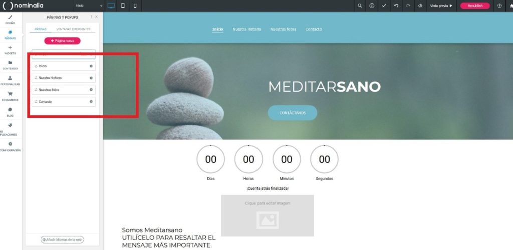 Com canviar l'ordre de les pàgines a Simply Site